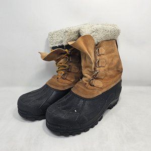 Polaris Duck Boots Tan Suede Leather Sherpa Size 9